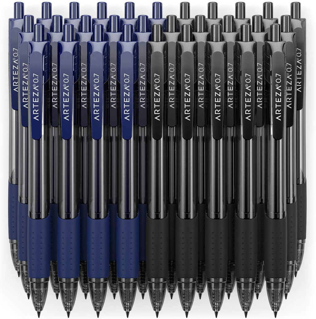 Arteza Retractable Gel Ink Pens Set, Black & Blue - Doodle, Draw, Journal - 30 Pack - Image 2