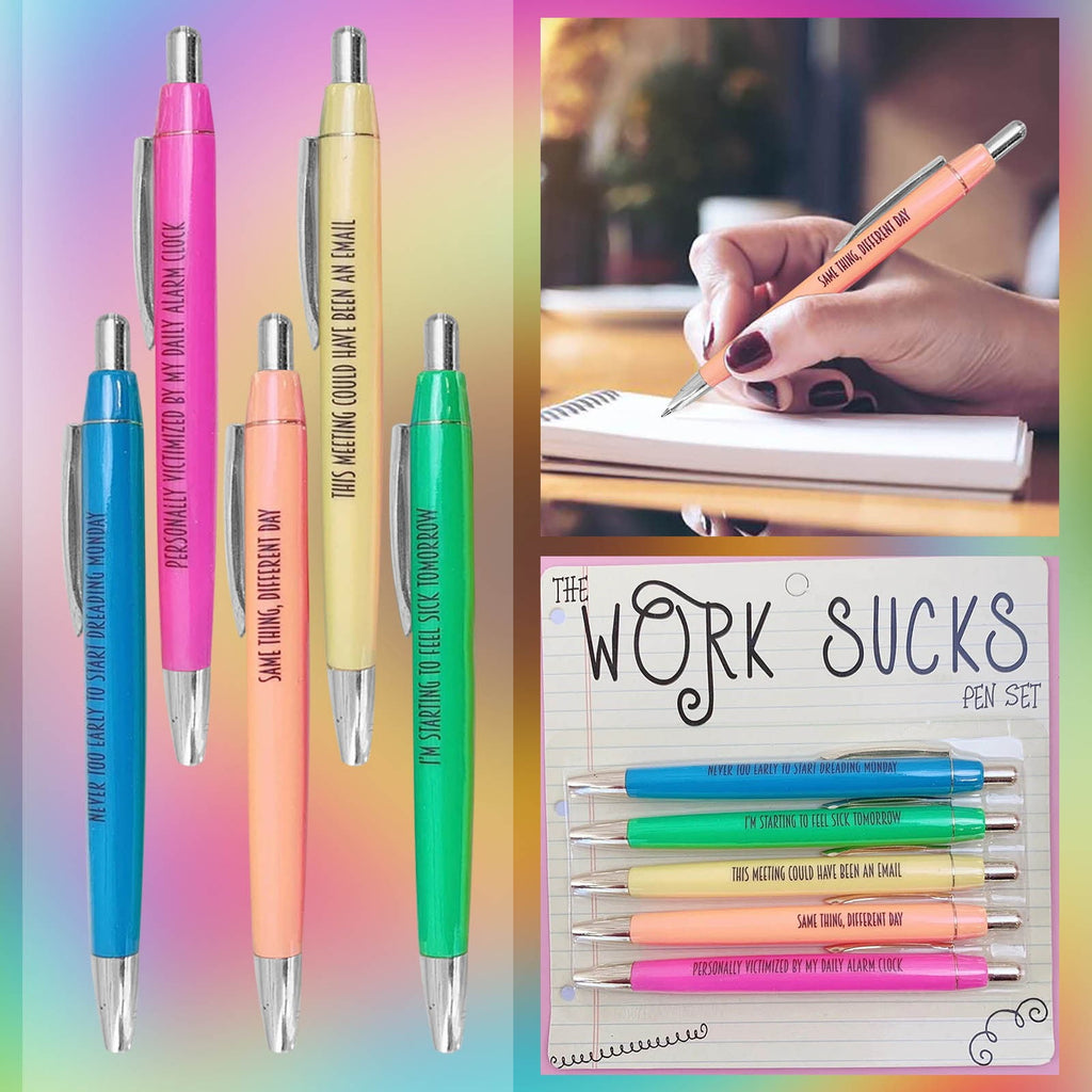 5PC Fun Work Theme Gel Pen Ballpoint Pen Fun Copywriting Pen Set 1ML - Image 2