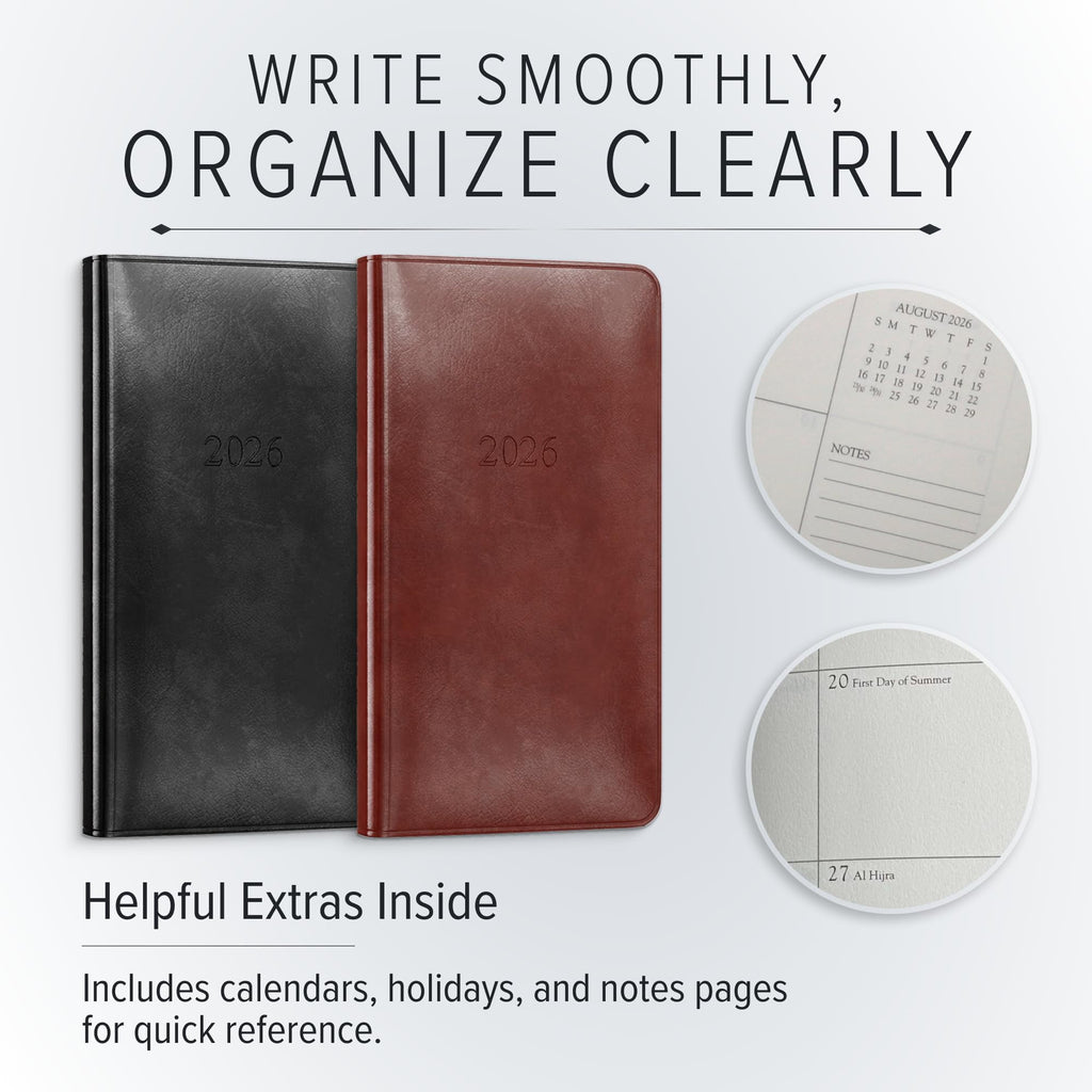 Pocket Weekly Monthly Planner 2026, Elegantly Bound Calendar Planner and Notebook with Stylish Gold-Gilded Page Edges... - Image 3