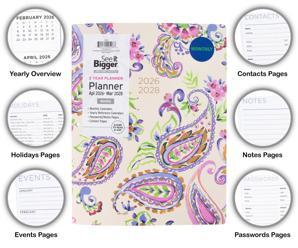 See It Bigger Monthly Planner, Large (8.5" x 11"), Paisley, 2-Year: Apr 2026  Mar 2028 - Image 3