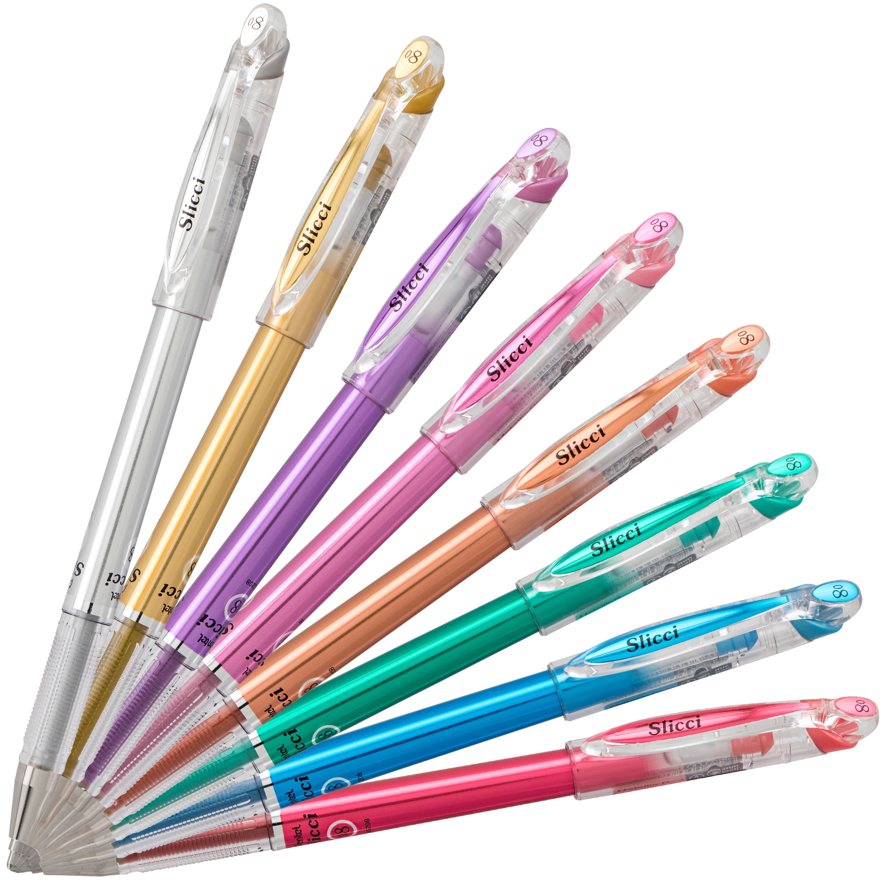 Pentel Slicci Gel Pen Metallic Set, 8 pack - Image 2