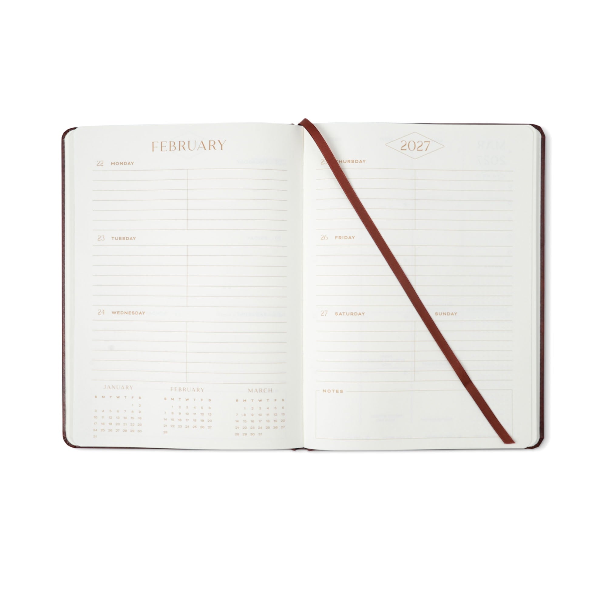 Think Ink 15 Month Weekly Leatherette 6.5" x 9" Brown April 2026 - June 2027 Planner - Image 6