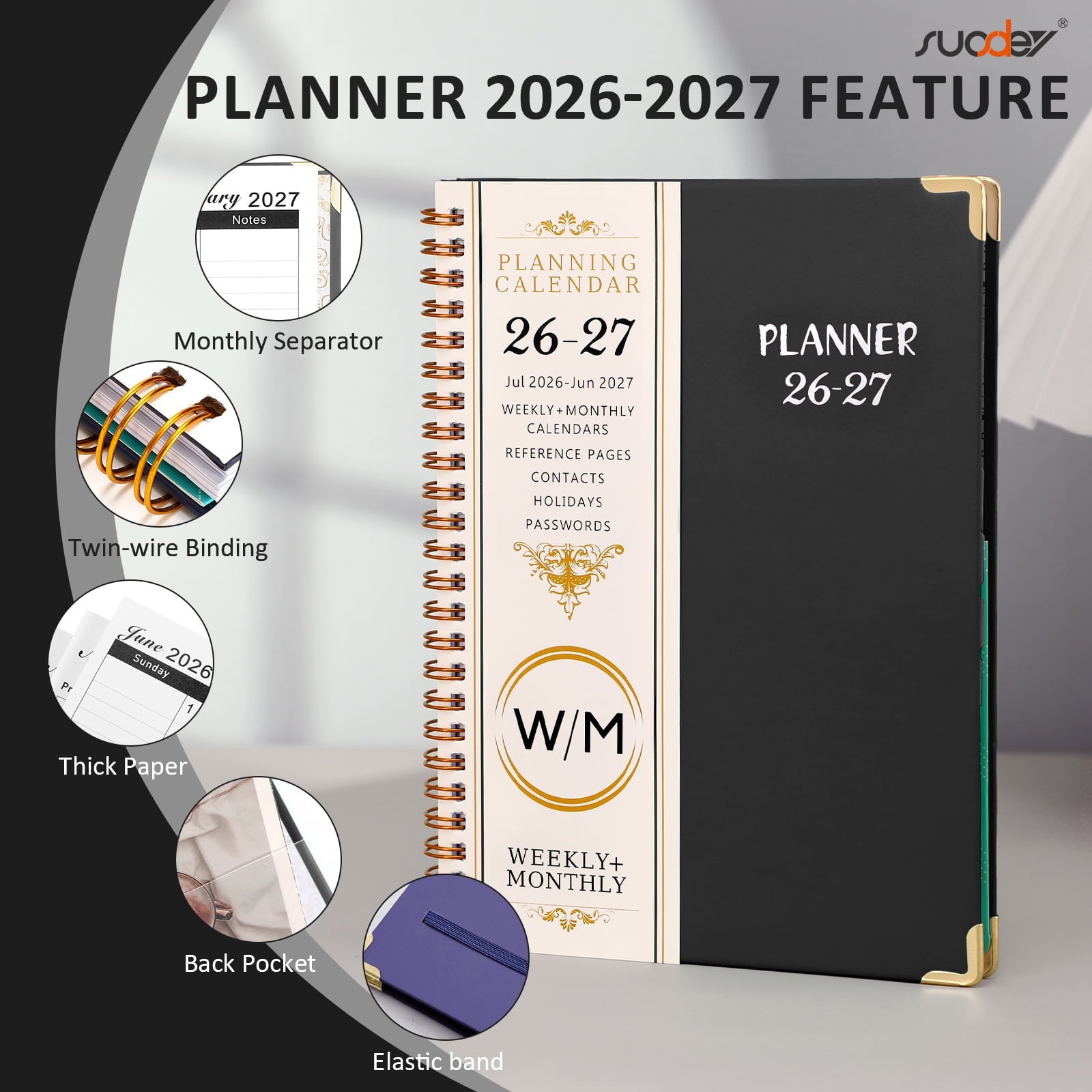 2026-2027 Planner Calendar Notebook (JUL.2026-JUN.2027,6.3"x8.5")Daily Weekly Monthly Agenda Planner for Women Men - Image 5