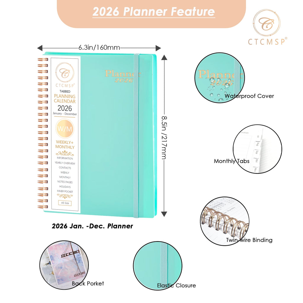 2026 Planner Calendar Notebook Weekly Monthly Planner 2026 for School Student Teacher Office Supplies-January- Decemb... - Image 5