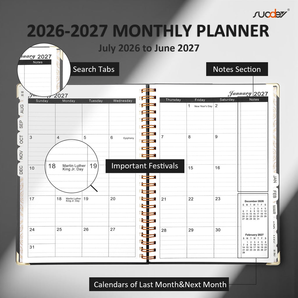 2026-2027 Planner Calendar Notebook (JUL.2026-JUN.2027,6.3"x8.5")Daily Weekly Monthly Agenda Planner for Women Men - Image 3