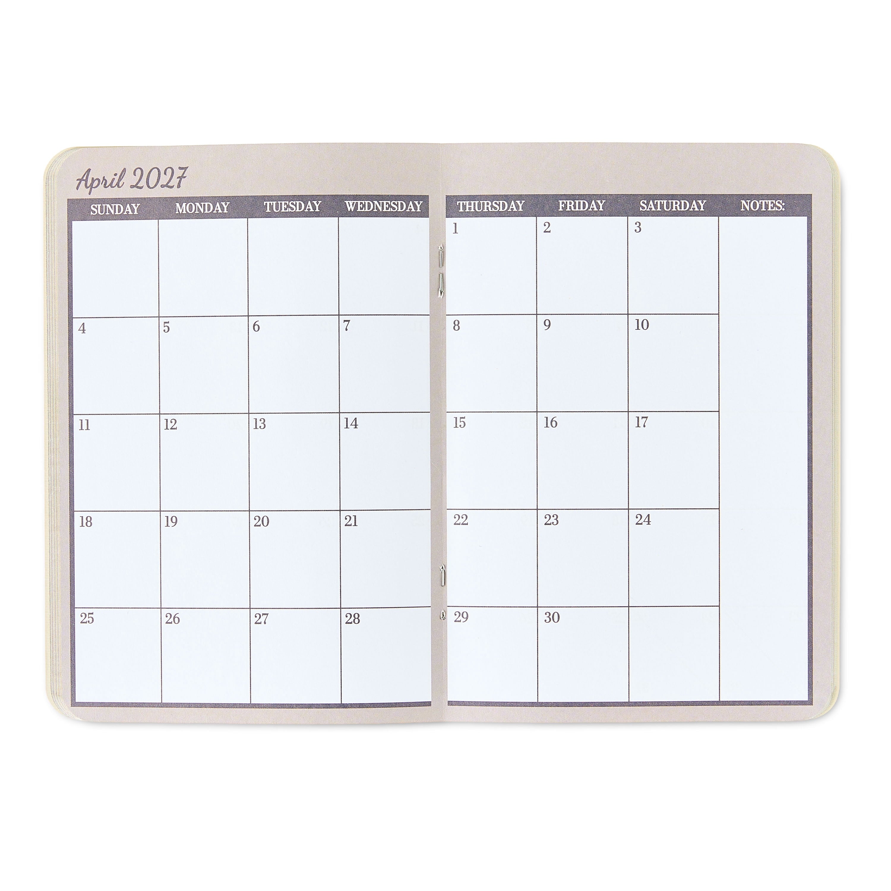 Pen+ Gear Monthly Small (4.5" x 6.5") Two-Tone Papyruse Beige and Black Textured 24 Month Pocket Planner - Image 3