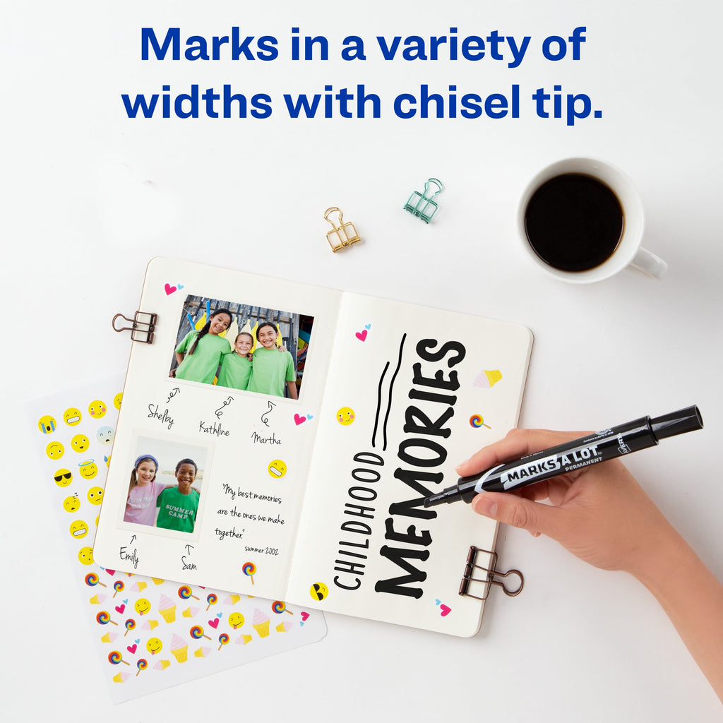 Marks A Lot Permanent Markers, Large Desk-Style, Black, 36/BX - Image 4