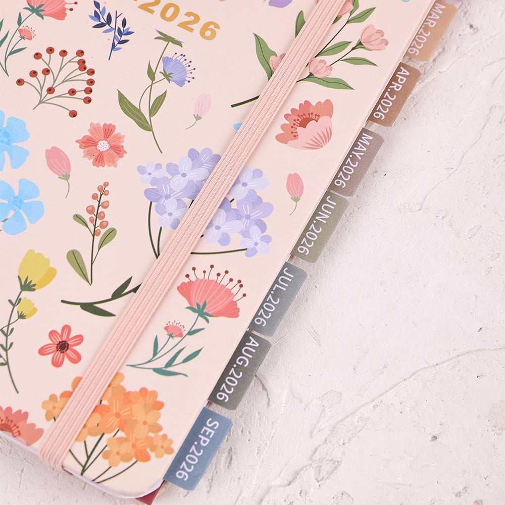 [Floral Monthly Planner] 2 Years Floral Beige Hardcover Monthly Planner - 2026 A5 Monthly Calendar To Do Notebook With Monthly Tabs And Stud - Image 2