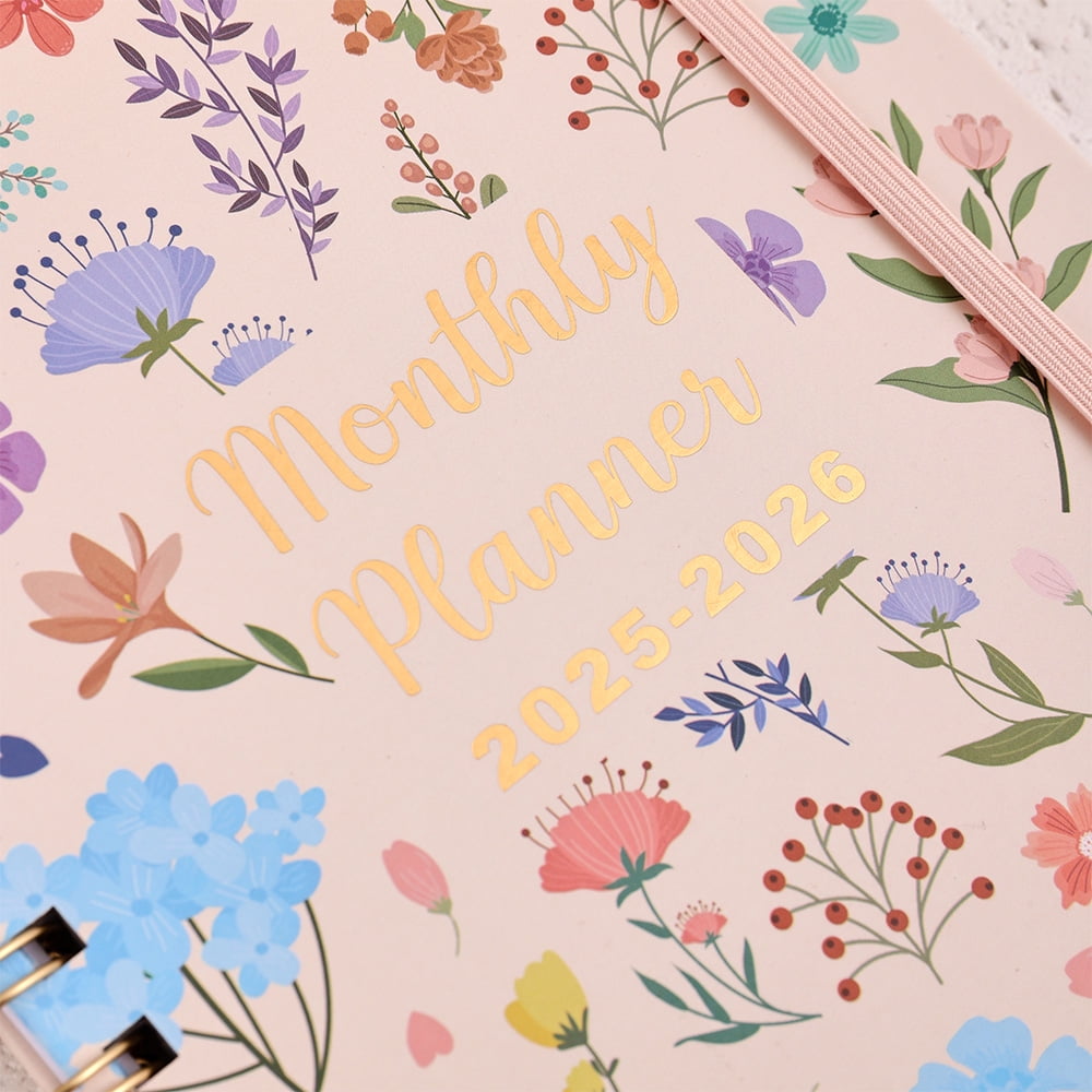 [Floral Monthly Planner] 2 Years Floral Beige Hardcover Monthly Planner - 2026 A5 Monthly Calendar To Do Notebook With Monthly Tabs And Stud - Image 6