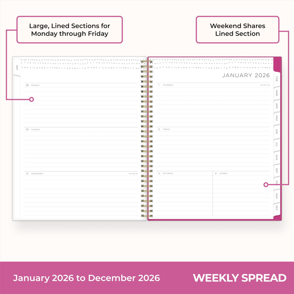 2026 Weekly and Monthly Planner Calendar, January 2026 - December 2026, 8.5" x 11", Flexible Cover, Laminated Tabs, D... - Image 3