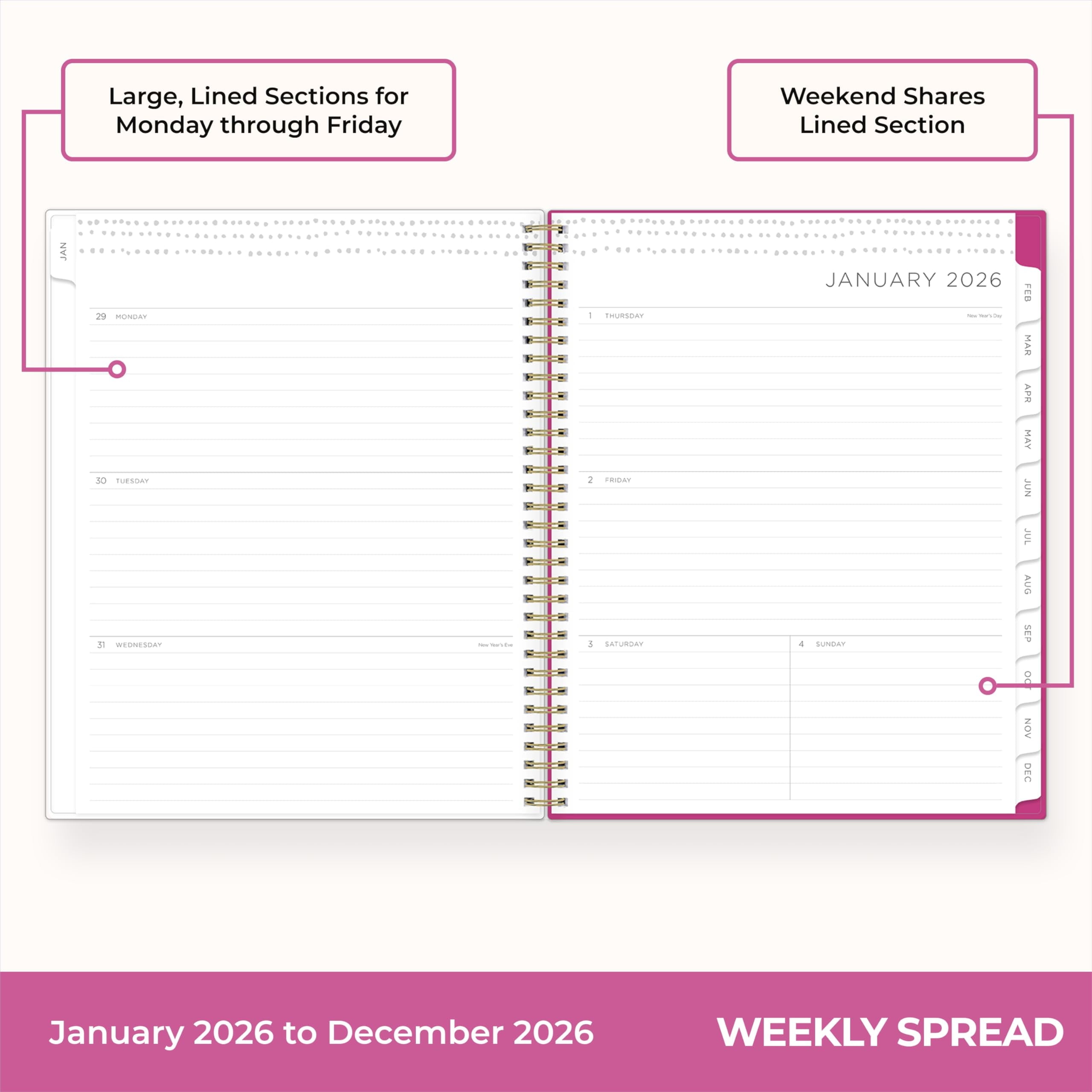 2026 Weekly and Monthly Planner Calendar, January 2026 - December 2026, 8.5" x 11", Flexible Cover, Laminated Tabs, D... - Image 3