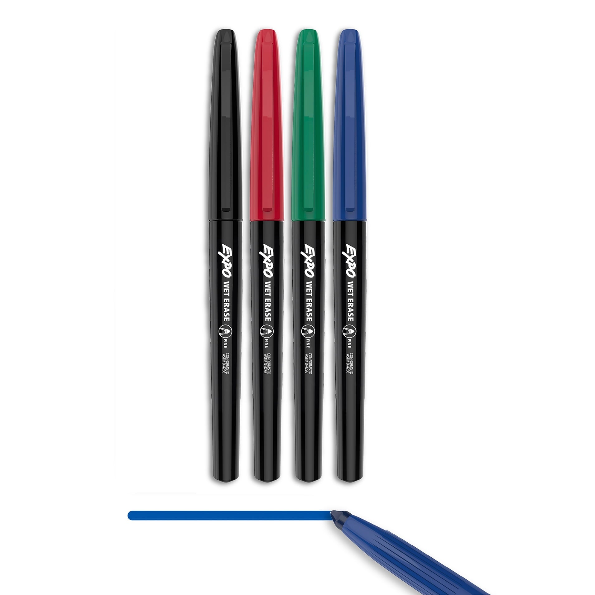 Wet Erase Markers, Semi-Permanent Markers, Assorted, Fine Tip, 4 Count - Image 2