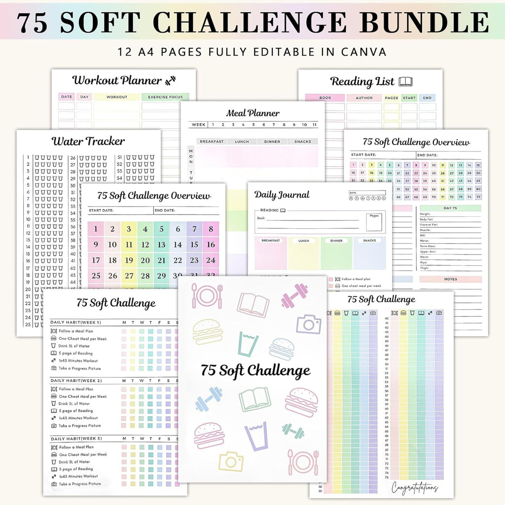 75-Day Planner Notebook, 75 Easy Target Tracker Journal – Editable Spiral Organizer Notepad with Weekly & Monthly Cal... - Image 2