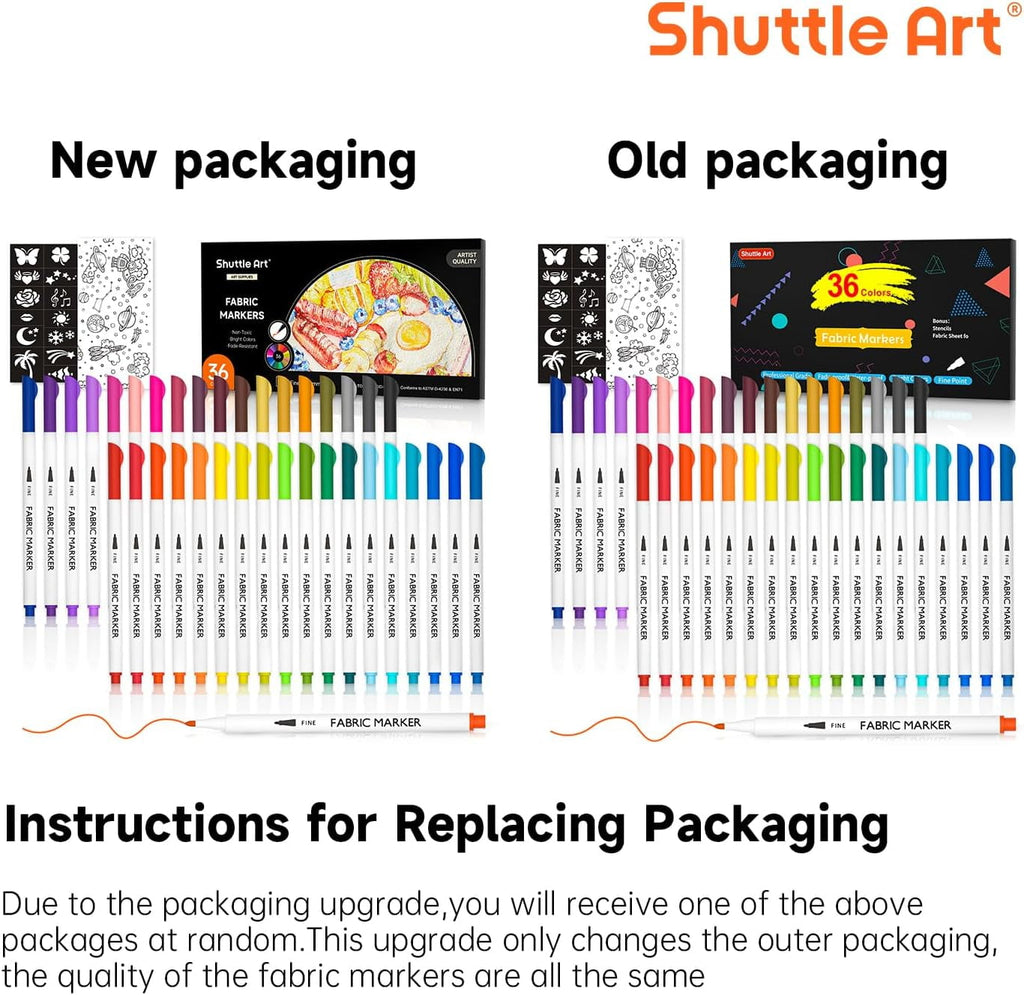 Shuttle Art Non-Toxic Permanent Fabric Markers (36 Colors) - Image 2