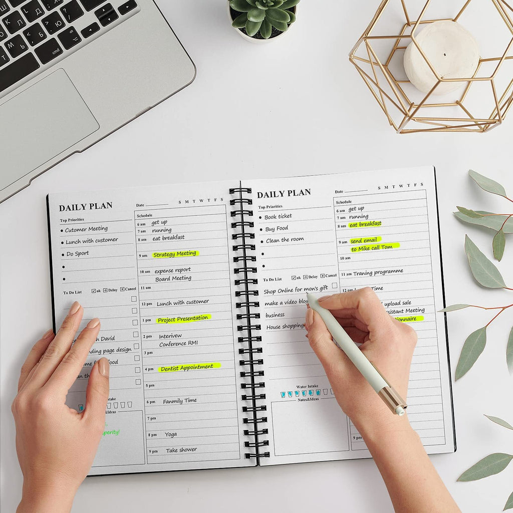 Undated Planner, Daily To Do List Notebook, Spiral Schedule Planner for Women and Men, Hourly Appointment Book Undate... - Image 6