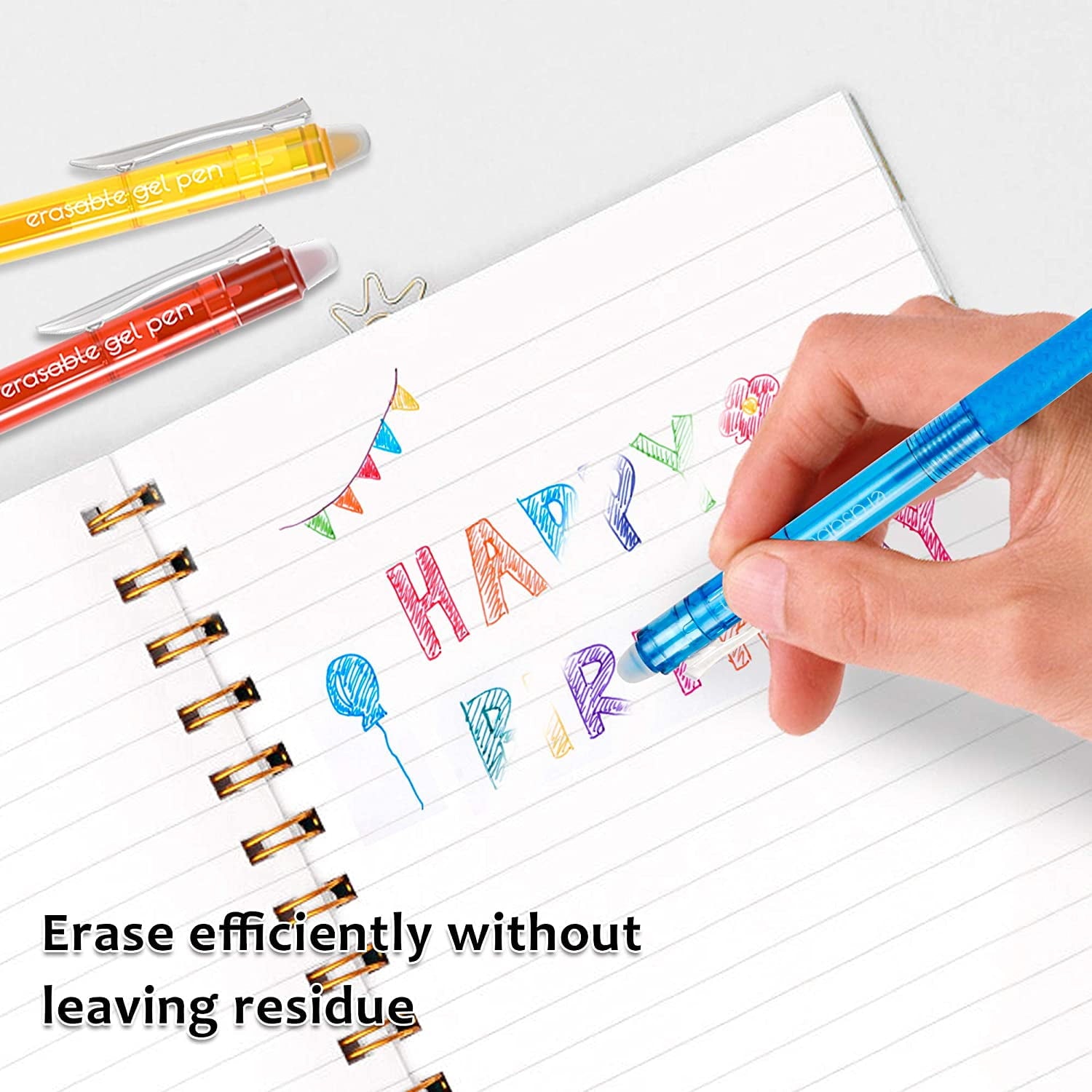 Erasable Gel Pens, 18 Colors Lineon Retractable Erasable Pens Clicker, Fine Point, Make Mistakes Disappear, Assorted Color Inks for Drawing - Image 4