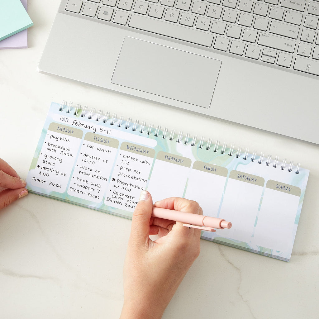 Goals, Shopping, To Do List, Horizontal Desk Calendar (Spiral Bound, 12 x 4 in) - Image 2