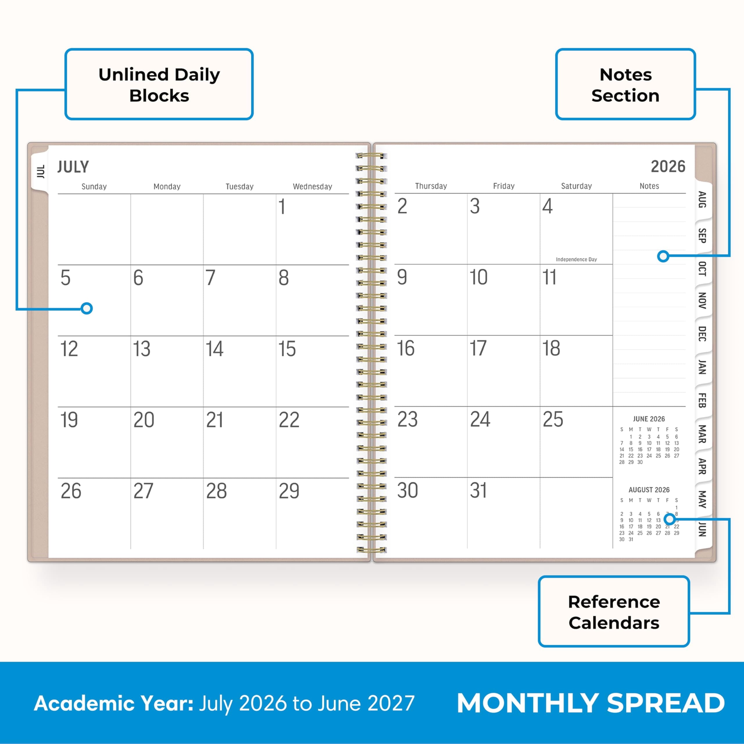2026-2027 Large Print Weekly and Monthly Academic Year Planner Calendar, July 2026 - June 2027, 8.5" x 11", Flexible ... - Image 4