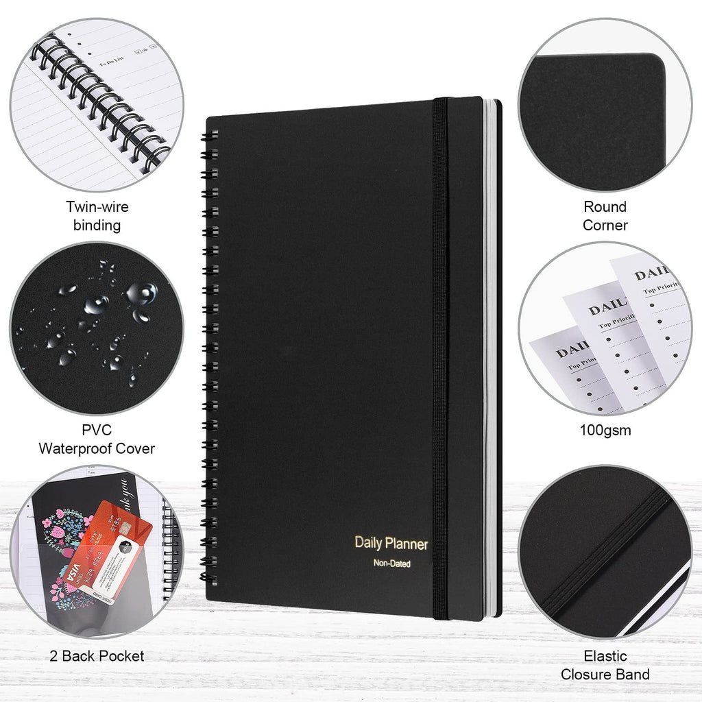 Undated Planner, Daily To Do List Notebook, Spiral Schedule Planner for Women and Men, Hourly Appointment Book Undate... - Image 4