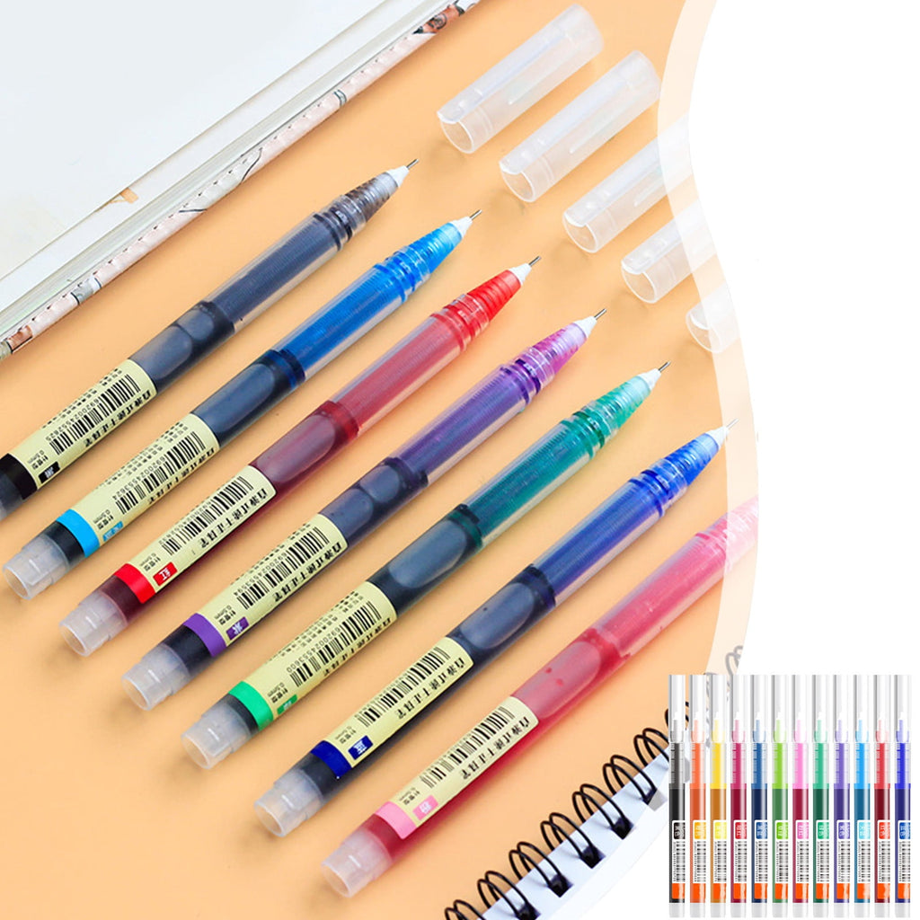 point Set, 12 Pieces Rolling 0.5 Mm Japanese Fast Drying Point Liquid Ink Glossy Writing For Office Supplies - Image 5