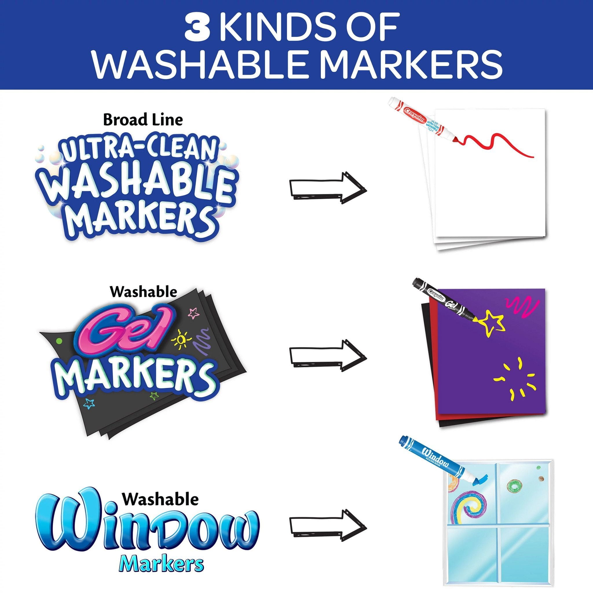 Washable Broad Line Markers with Gel FX Markers, 64 Count - Image 2