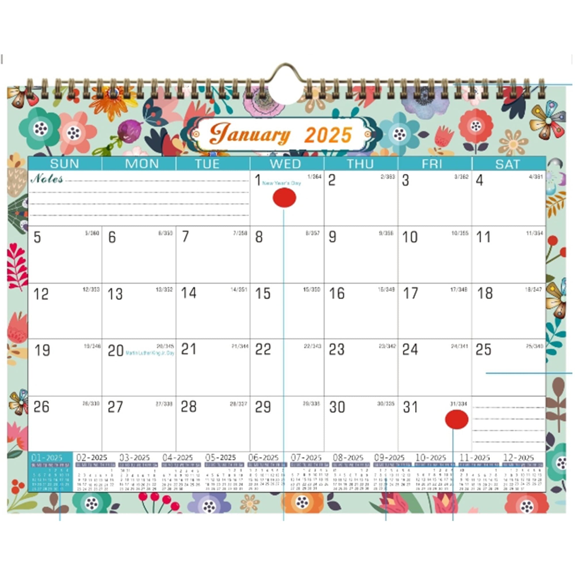 AGCAN 2025 Wall Calendar, 18 Months Daily Planner Agenda Monthly Planner for Home Office Classroom with 2 Pcs Planner Sticker, Runs From Jan - Image 4