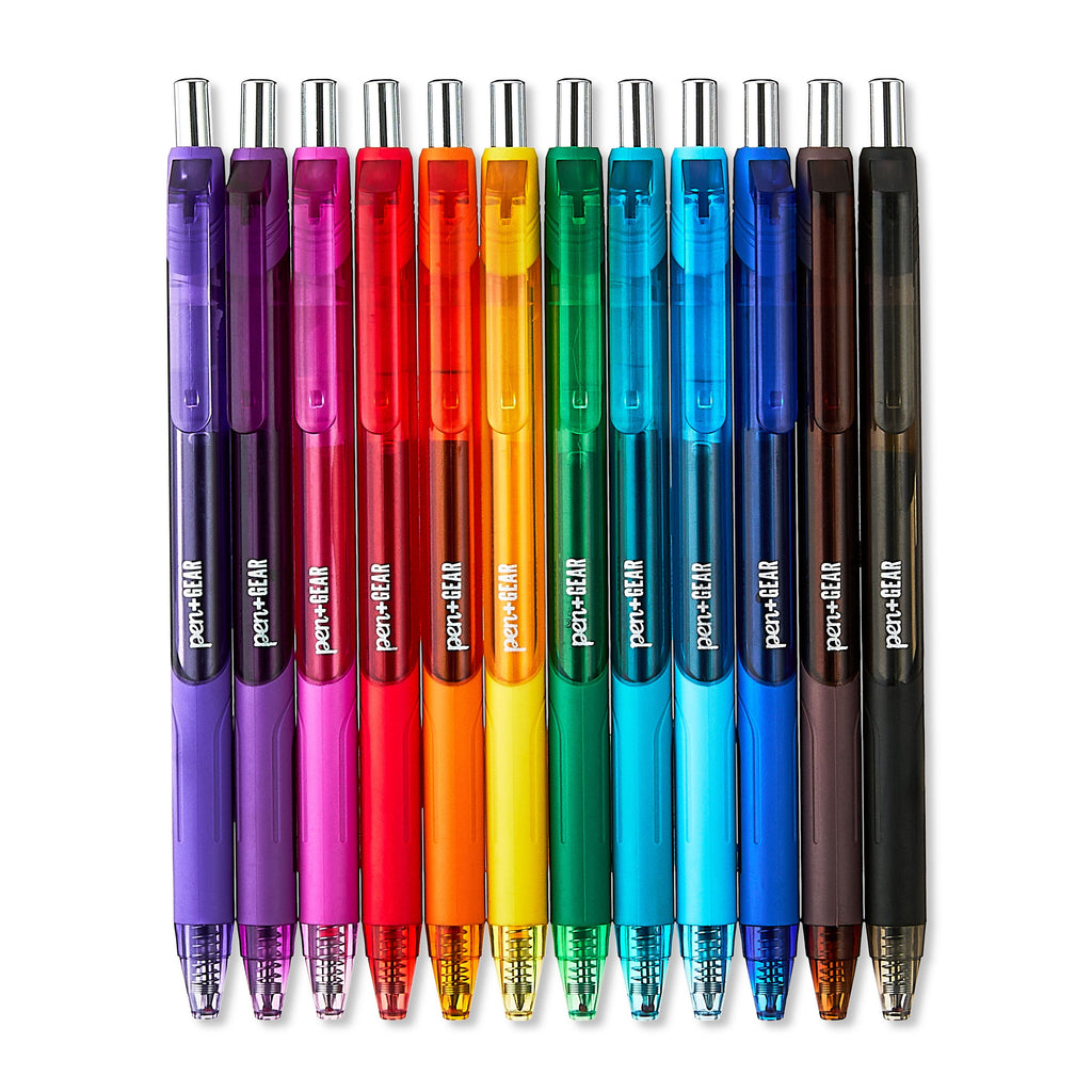 Medium Point 0.7mm Retractable Gel Pens, Assorted Ink, 12 Count - Image 2