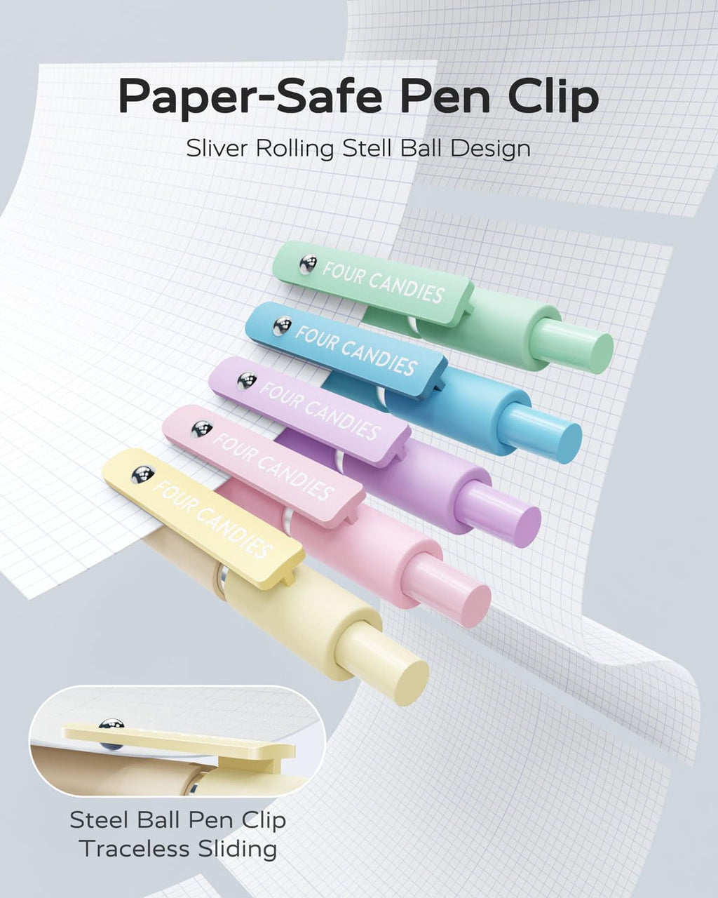 Four Candies Gel Pens, 5 Pcs 0.7mm Quick Dry Black Ink Pens Fine Point Smooth Writing High-End Series Unique Pens, Fun Pretty Cute Pens Gift - Image 4