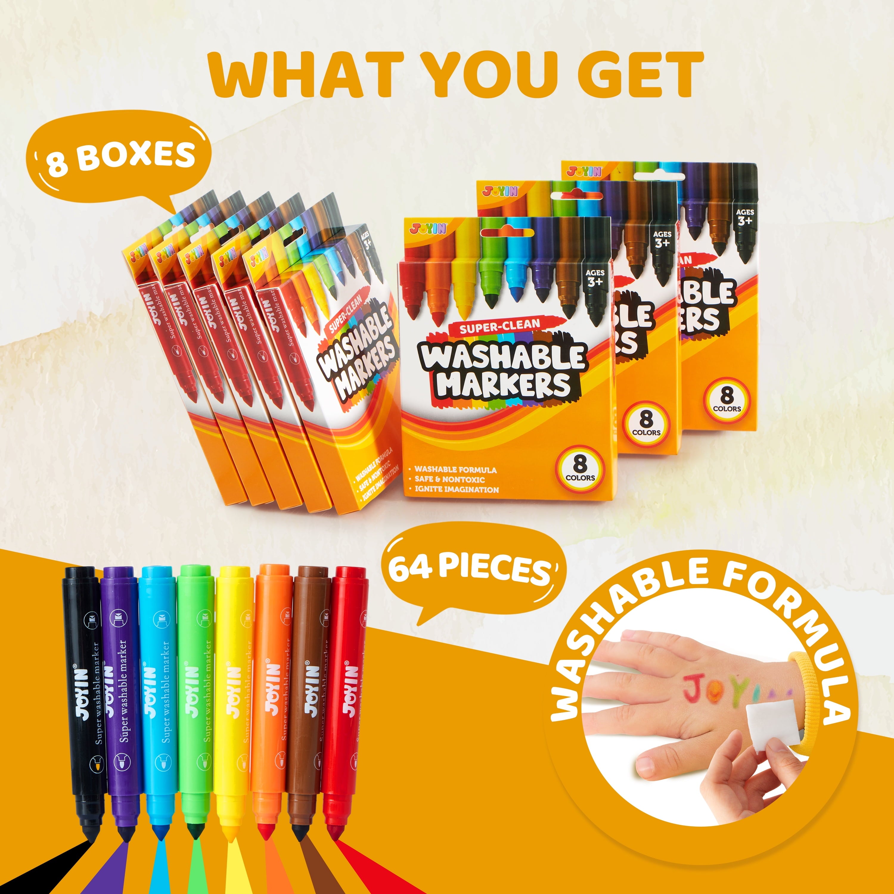 Washable Marker ,64-Count 8 Boxes 8 Color Markers Set Bulk,For Classroom, Preschool Activities, Art Projects,Birthday... - Image 2