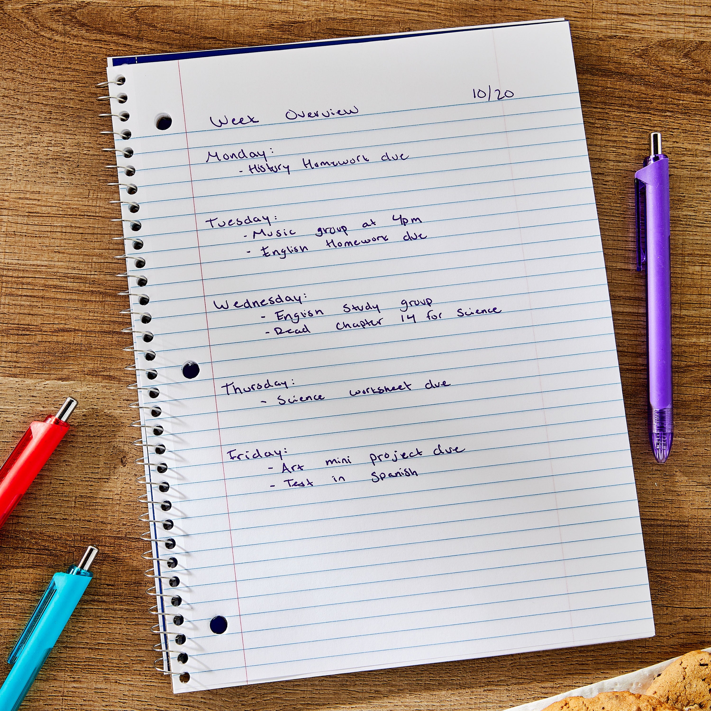 1-Subject Notebook, College Ruled, Blue, 70 Sheets - Image 3