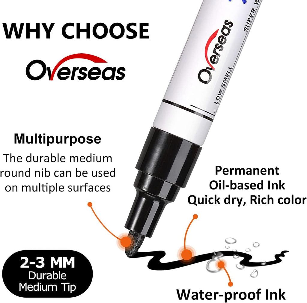Overseas Paint Marker Permanent Markers - Oil Based, Mediuml Point, White, 2 Count - Image 2