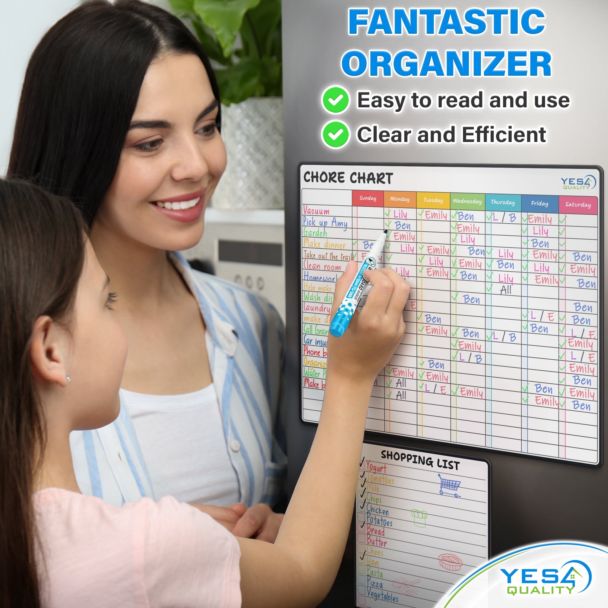 11"x14" Weekly Planner & 6.5"x8.5" Shopping List W/ Markers & Eraser - Image 3