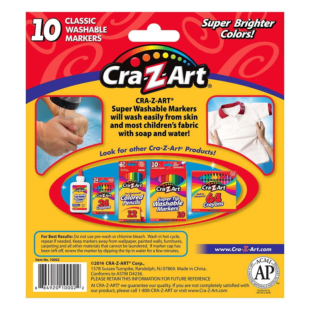 Classic Multicolor Broad Line Washable Markers, 10 Count, School Supplies - Image 2