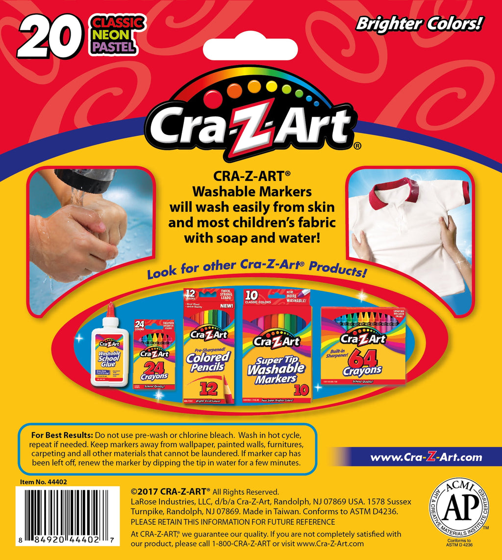 20 Count Multicolor Broad Line Washable Art Markers, Back to School Supplies - Image 5