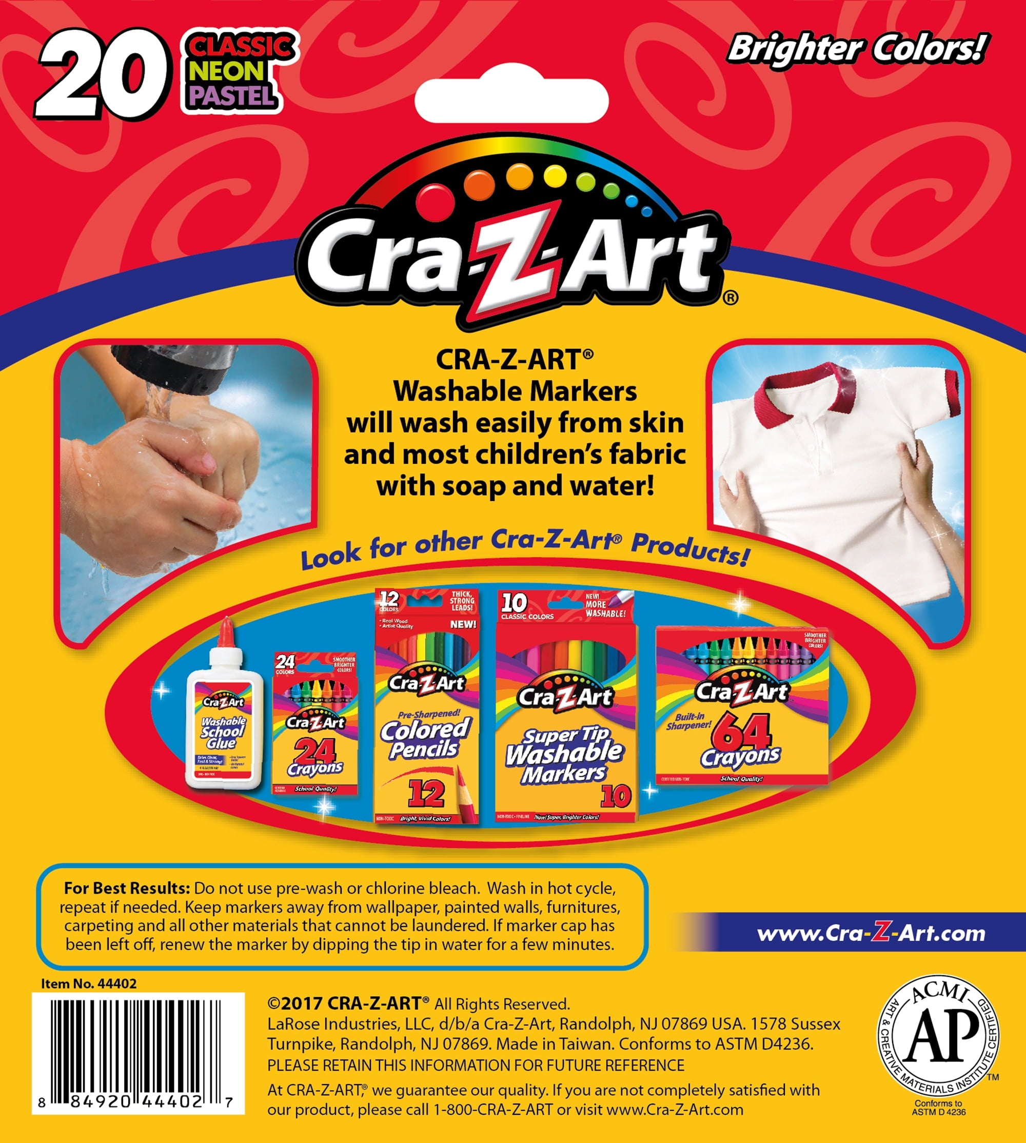 20 Count Multicolor Broad Line Washable Art Markers, Back to School Supplies - Image 5