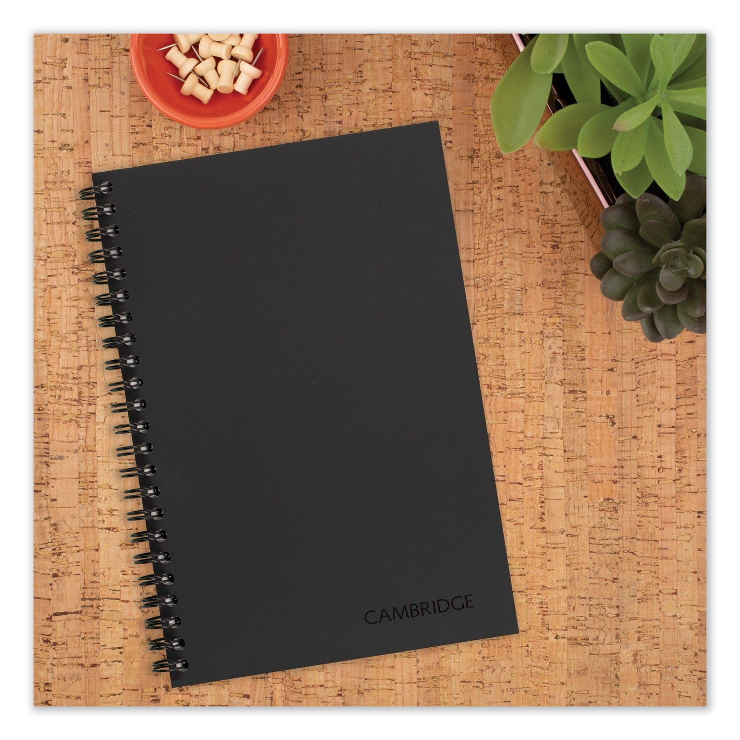 Cambridge Wire bound Business Notebook, Wide/Legal Rule, Black Cover, 8" x 5", 80 Sheets - Image 3