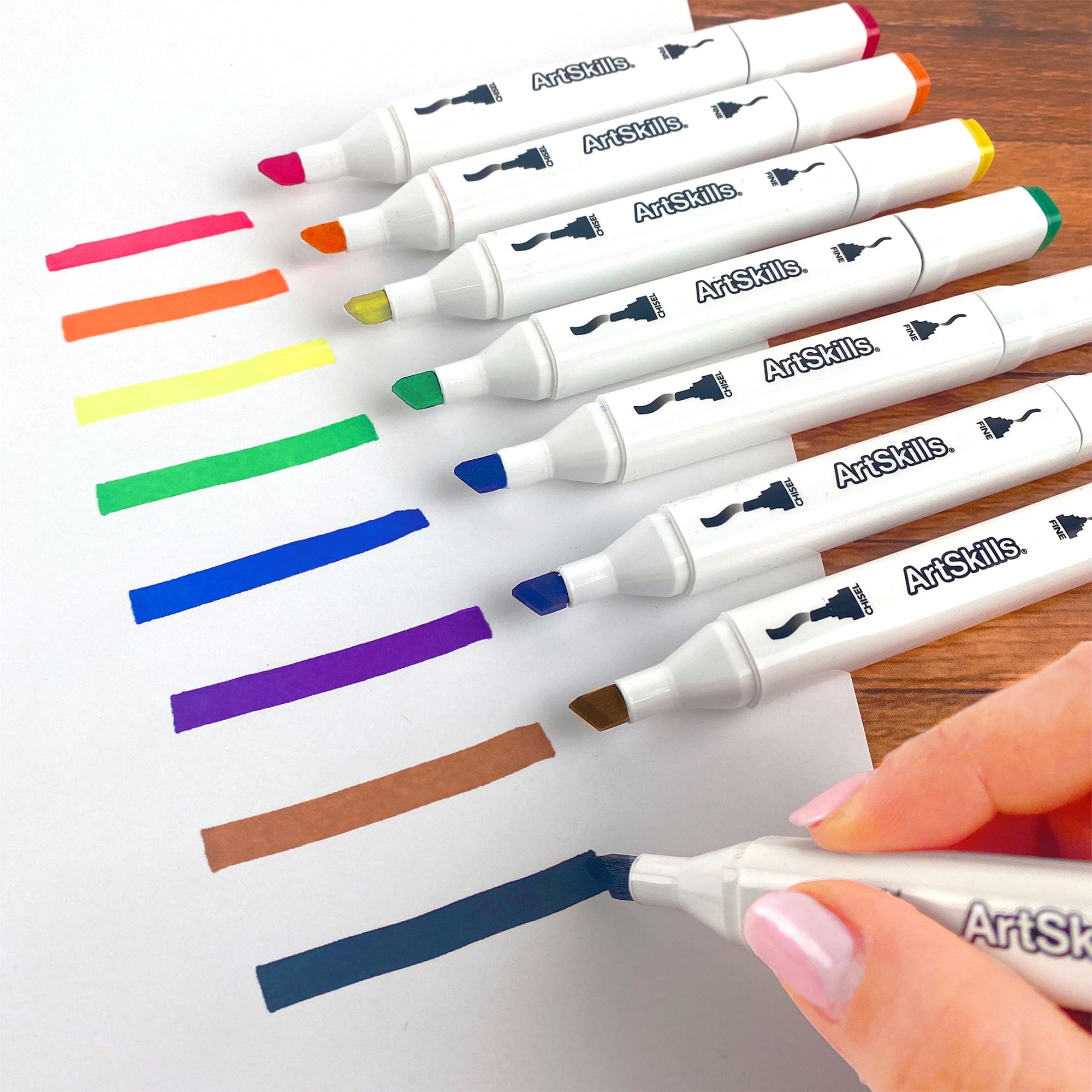 ArtSkills Dual Tip Markers, 8-Pack, Fine & Chisel Tips, Assorted Colors for Drawing & Art Projects - Image 4