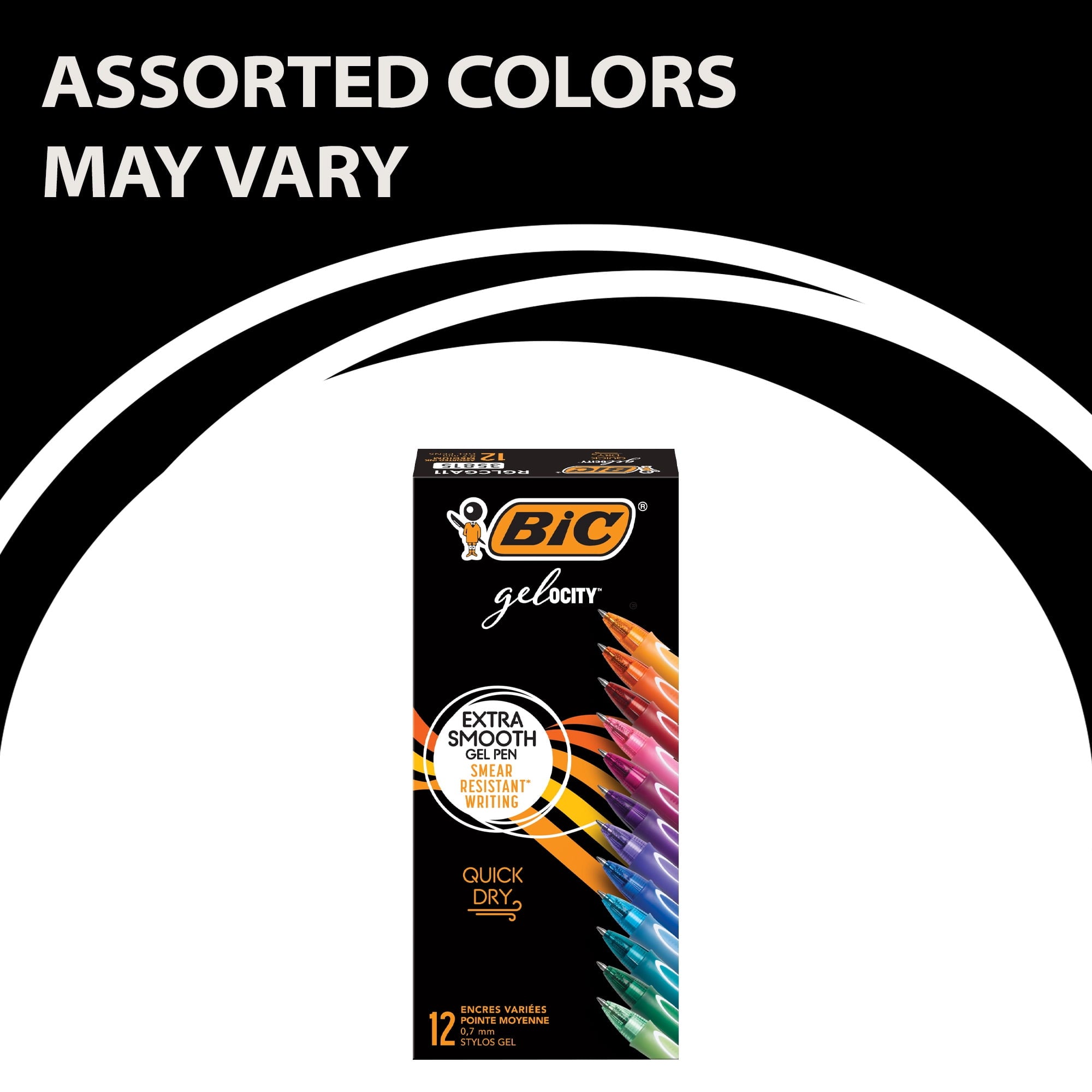 Quick Dry Gel Pens, Medium Point (0.7mm) Assorted Colors, 12-Count - Image 2