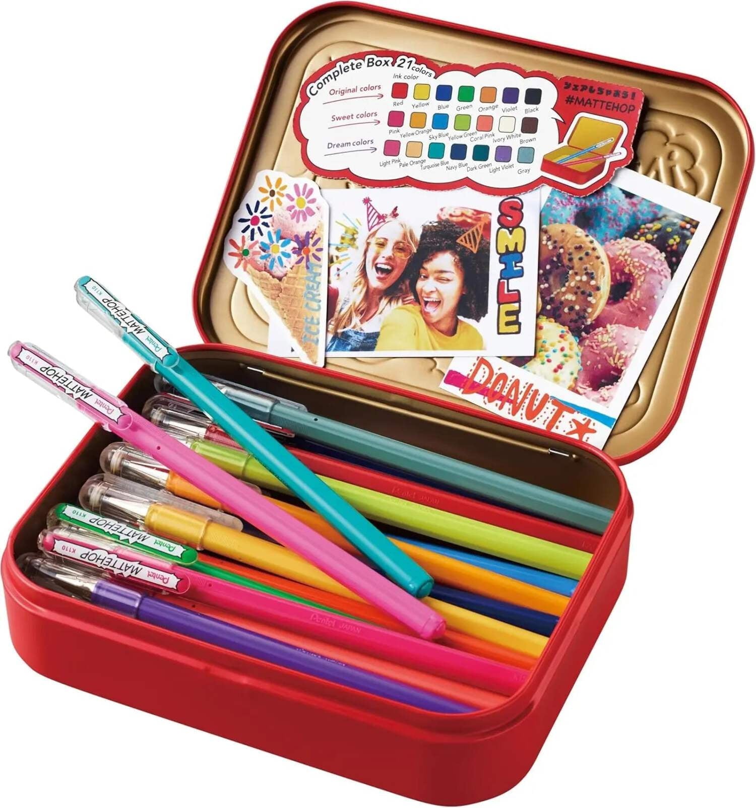 MATTEHOP Color Gel Pen Set, (1.0 mm), 21 Colors, with Metal Box - Image 5