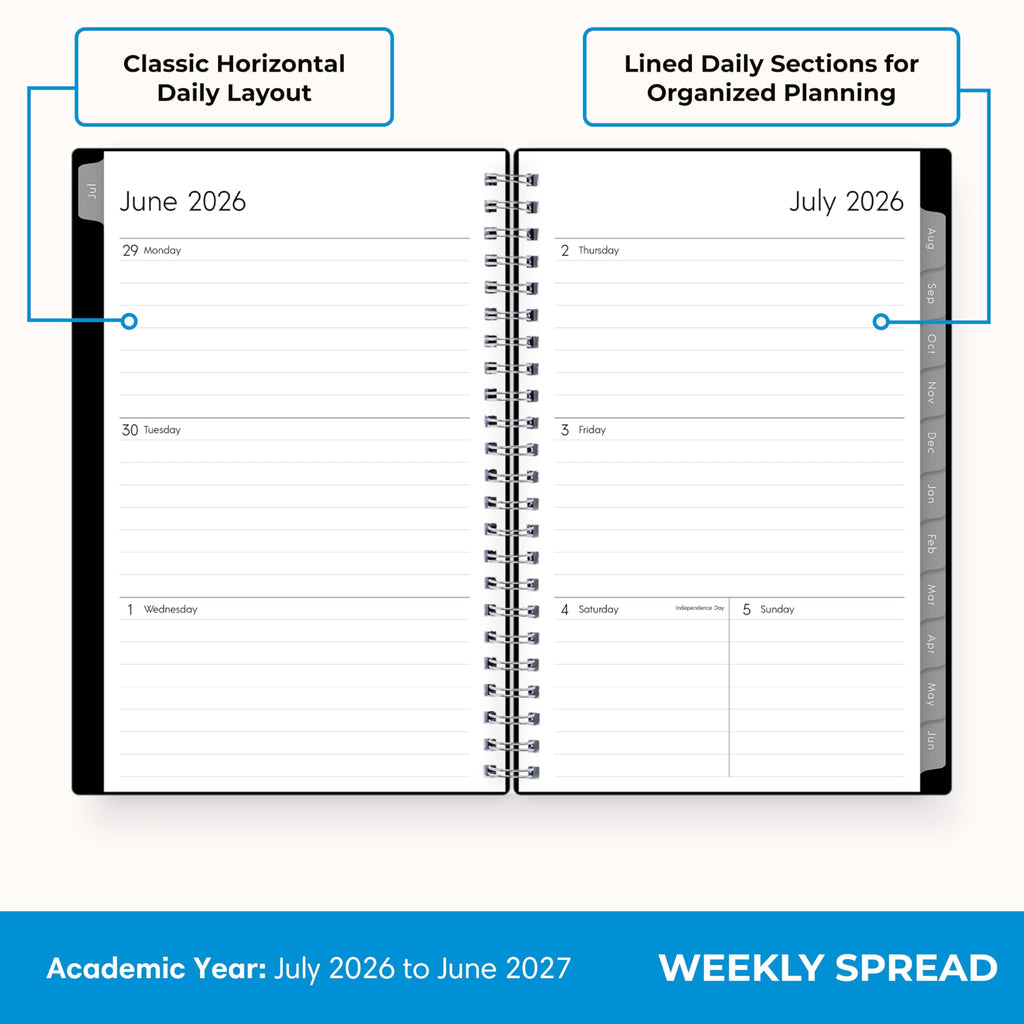 2026-2027 Weekly and Monthly Academic Year Planner Calendar, July 2026 - June 2027, 5" x 8", Flexible Cover, Wireboun... - Image 3