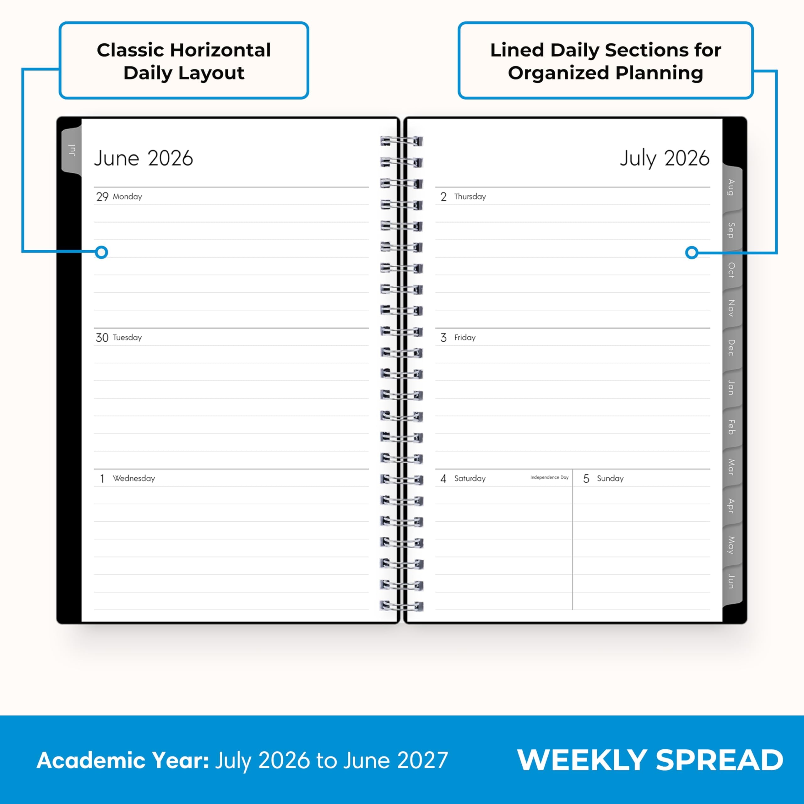 2026-2027 Weekly and Monthly Academic Year Planner Calendar, July 2026 - June 2027, 5" x 8", Flexible Cover, Wireboun... - Image 3