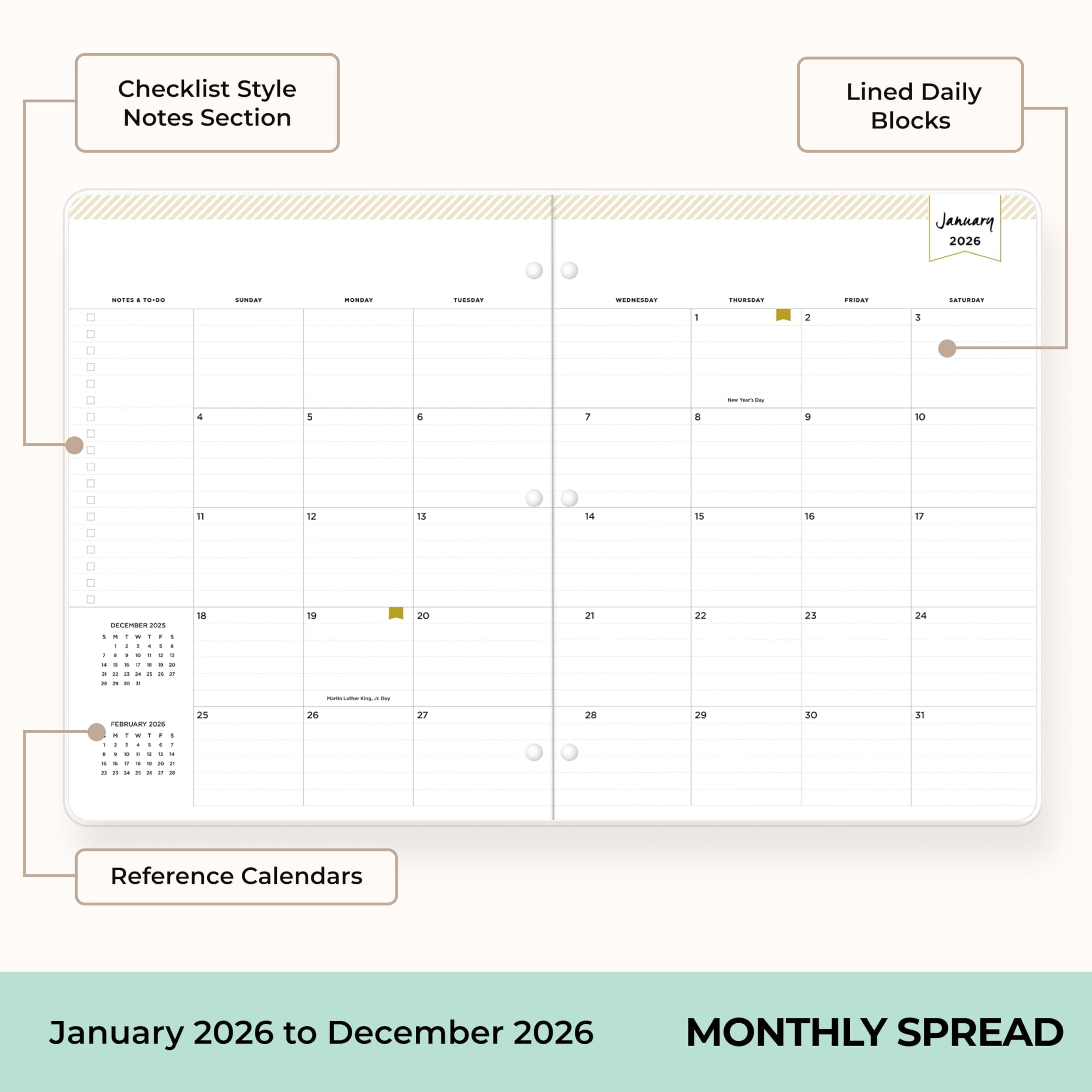 Blue Sky Day Designer 2026 Monthly Planner Calendar, January 2026 - December 2026, 8.5" x 11", Clear Flexible Cover, Stapled Binding, Secret - Image 3