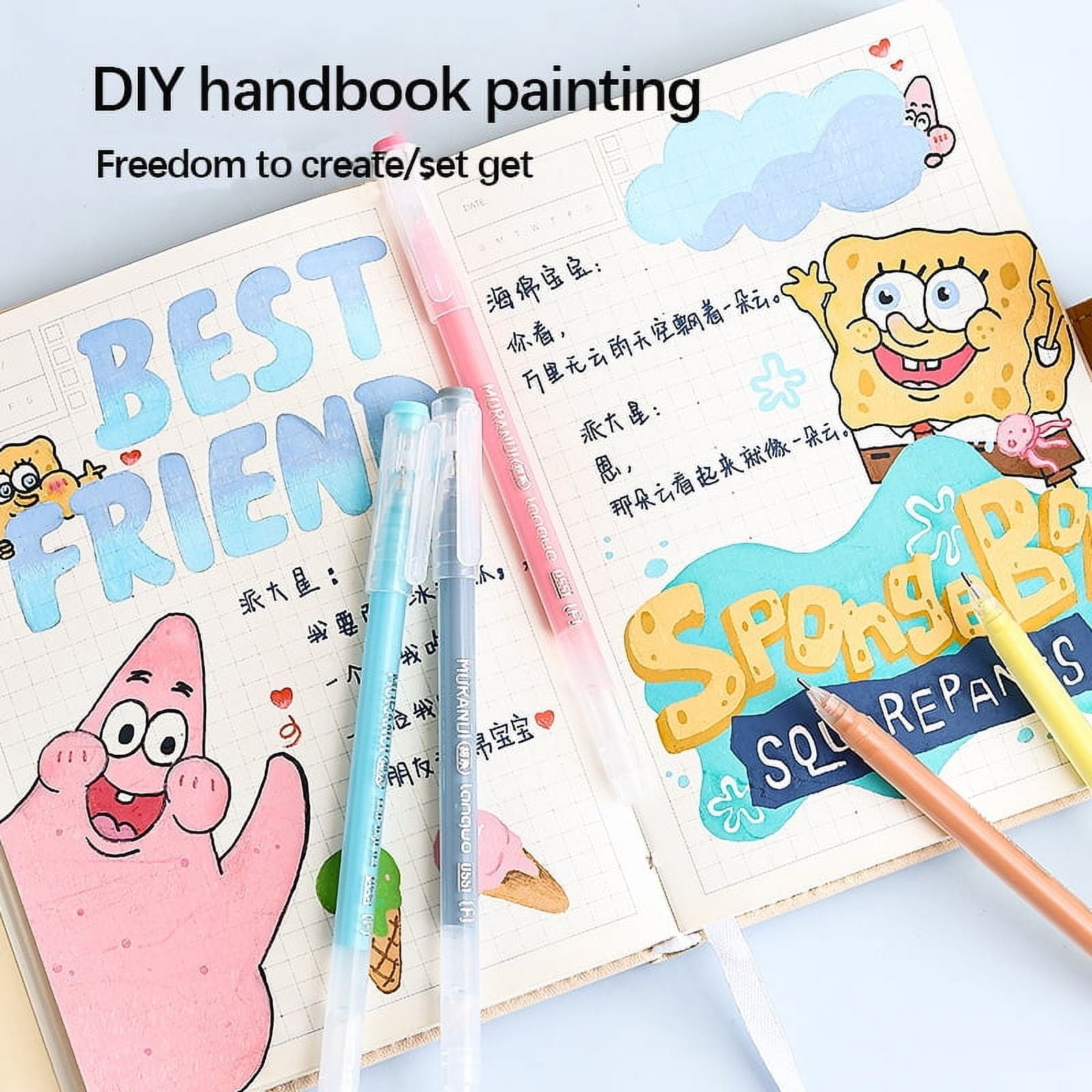 9 Colors Gel Pens for Drawing, 0.5mm Fine Point Pen, Diary Scrapbook Painting DIY Gel Pen Set Coloring Book Drawing Doodling Pen - Image 5