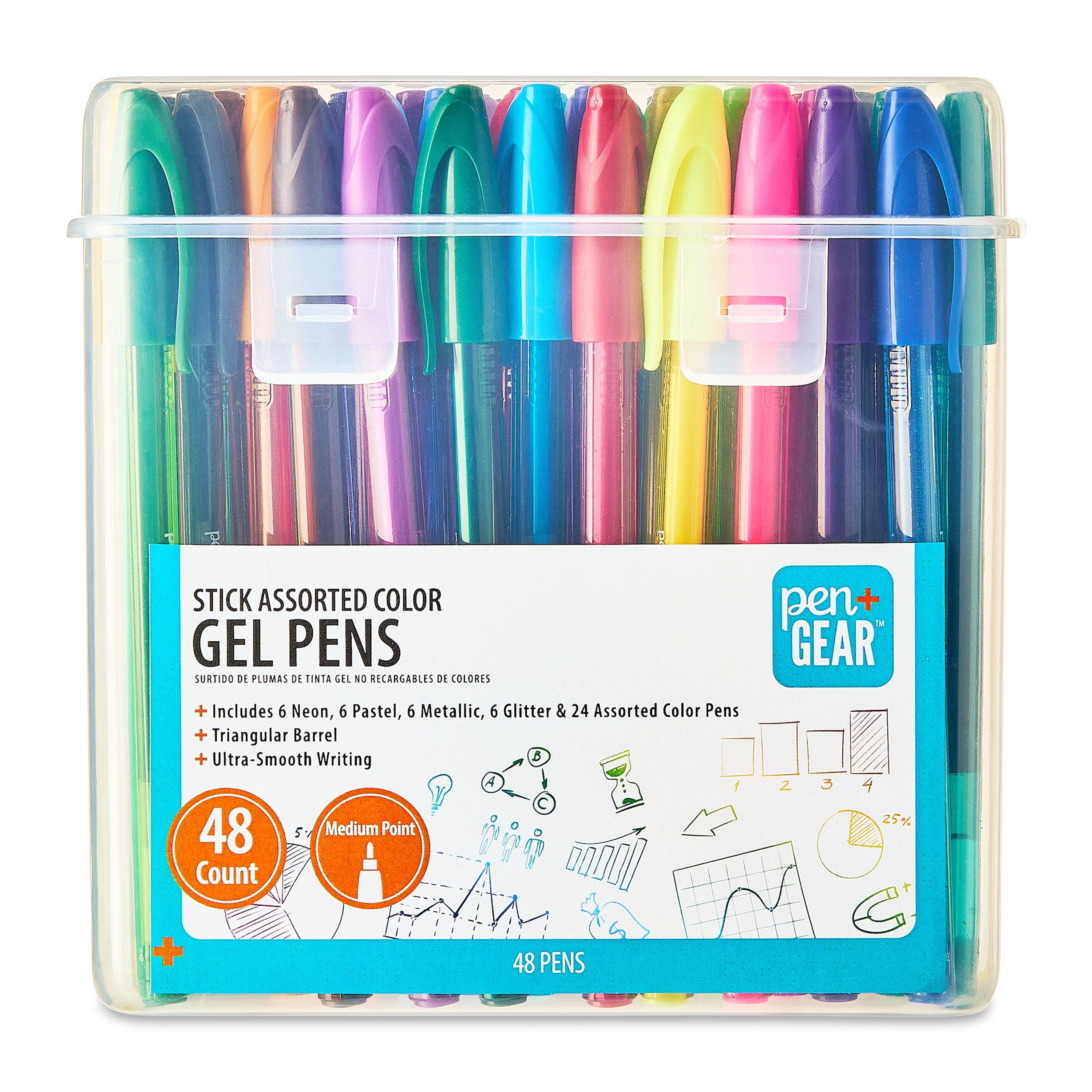 Gel Stick Pens, Medium Point, 0.7 mm, Assorted Colors, 48-count, 192511 - Image 6