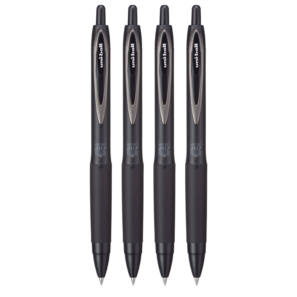 (2 pack) uniball™ 207 Plus+ Retractable Gel Pens, Micro Point (0.5mm), Black Barrel, Black Ink, 4 Pack - Image 3