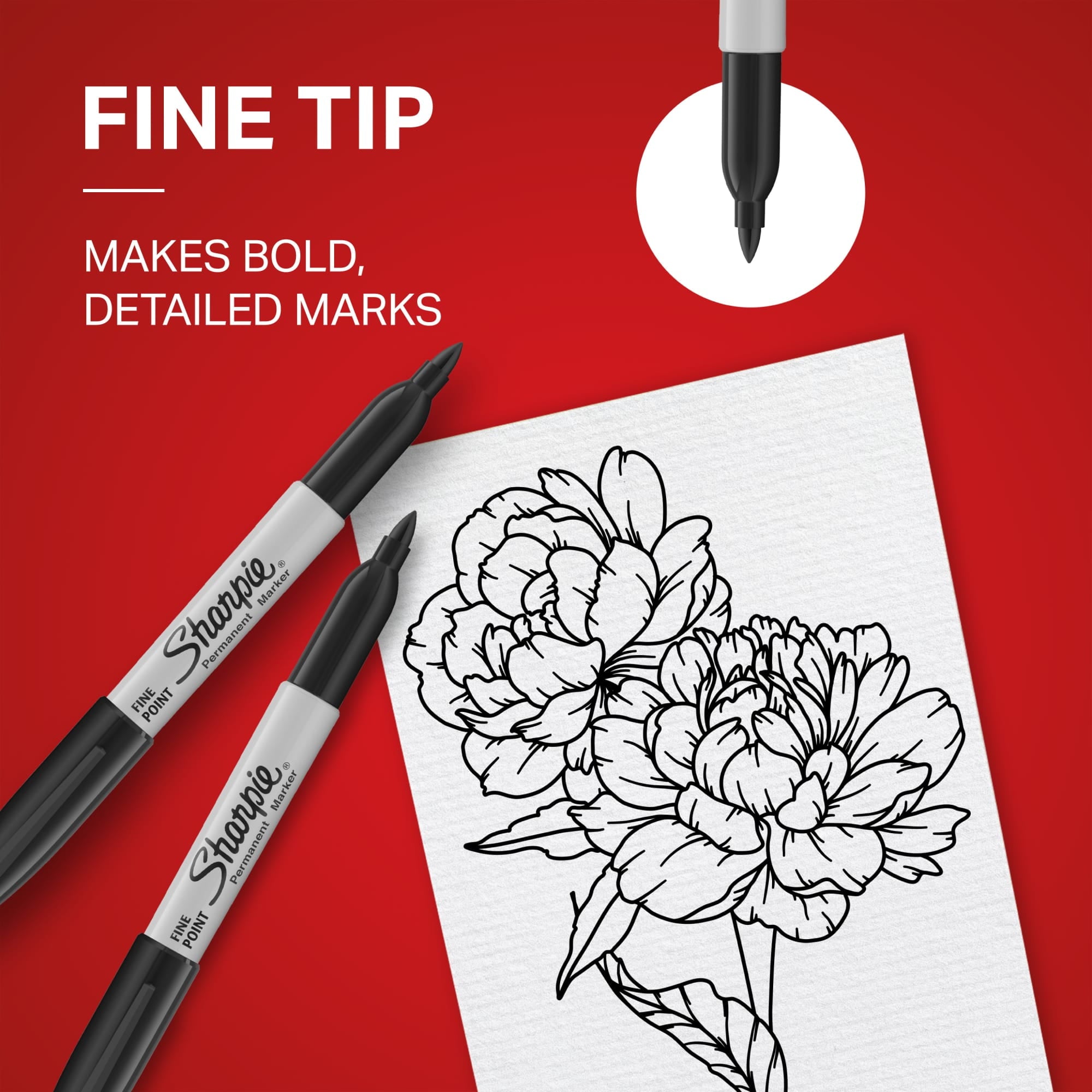 Sharpie Permanent Markers, Fine Point, Black, 2 Count - Image 3