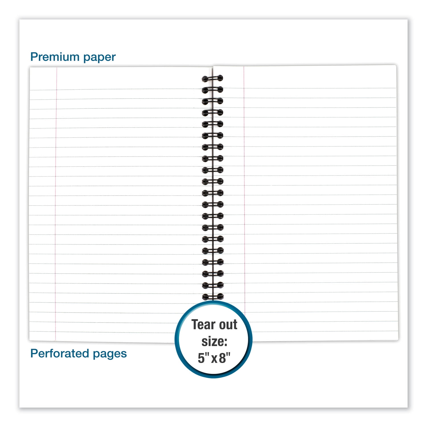 Cambridge Wire bound Business Notebook, Wide/Legal Rule, Black Cover, 8" x 5", 80 Sheets - Image 2