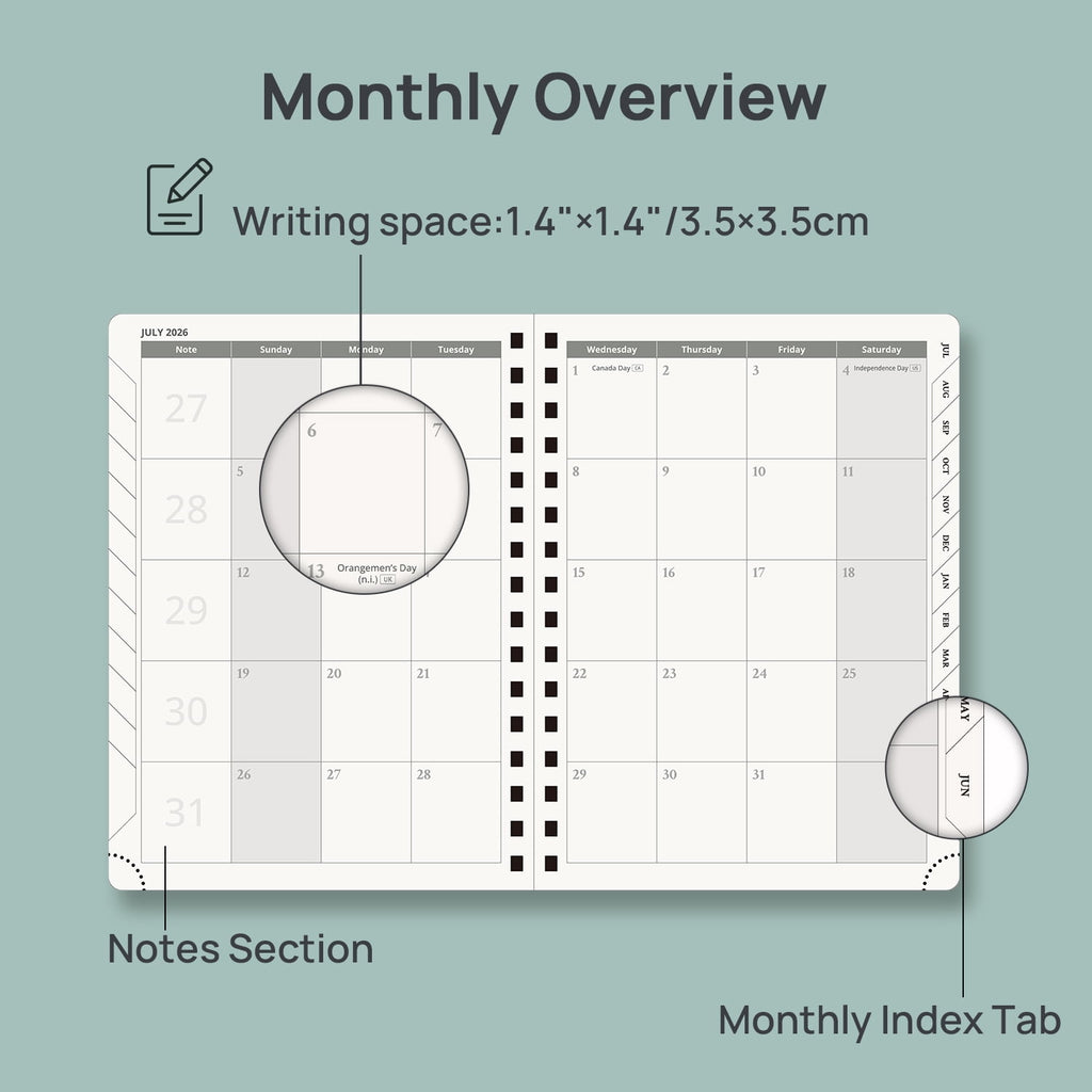 Academic Planner 2026-2027, 6.25" x 8.5", (Jul.26-Jun.27) Weekly and Monthly Calendar with Hourly Time Slots, Spiral ... - Image 4