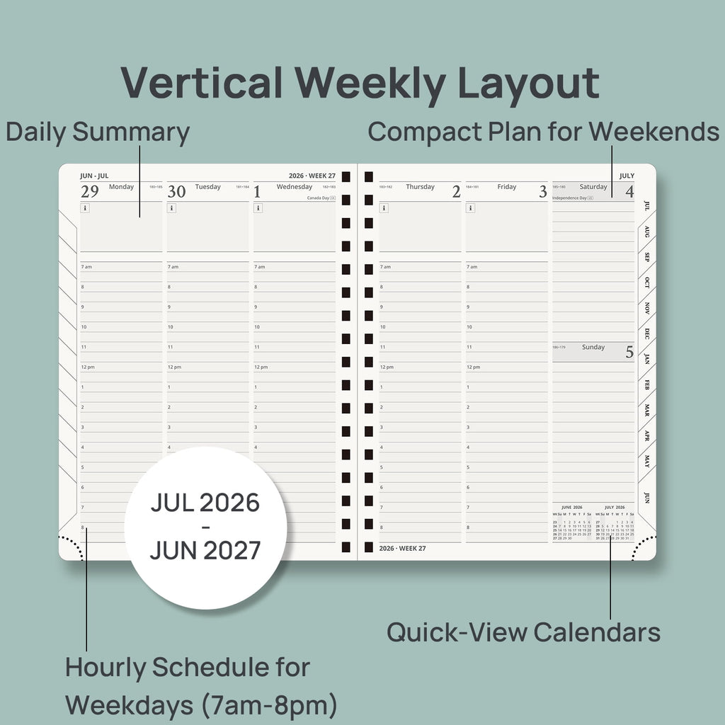 Planner 2026-2027, 6.5" x 8.5", Academic Weekly and Monthly Planner (Jul.26-Jun.27) Appointment Book with Hourly Sche... - Image 3