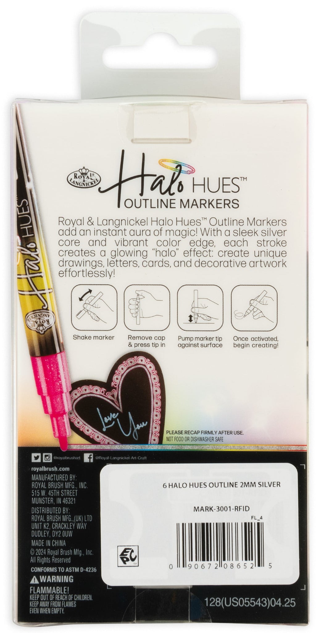 6pc Outline Marker Set, Halo Hues - Image 2